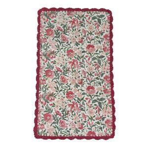Laura Ashley Cotton Crochet Border Sherston Coral Accent Rug Floral 26 x 45 inch